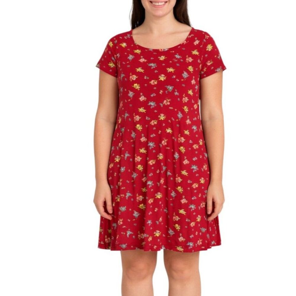 Laura Ashley Women’s Red Floral Cotton Dress | Size Medium